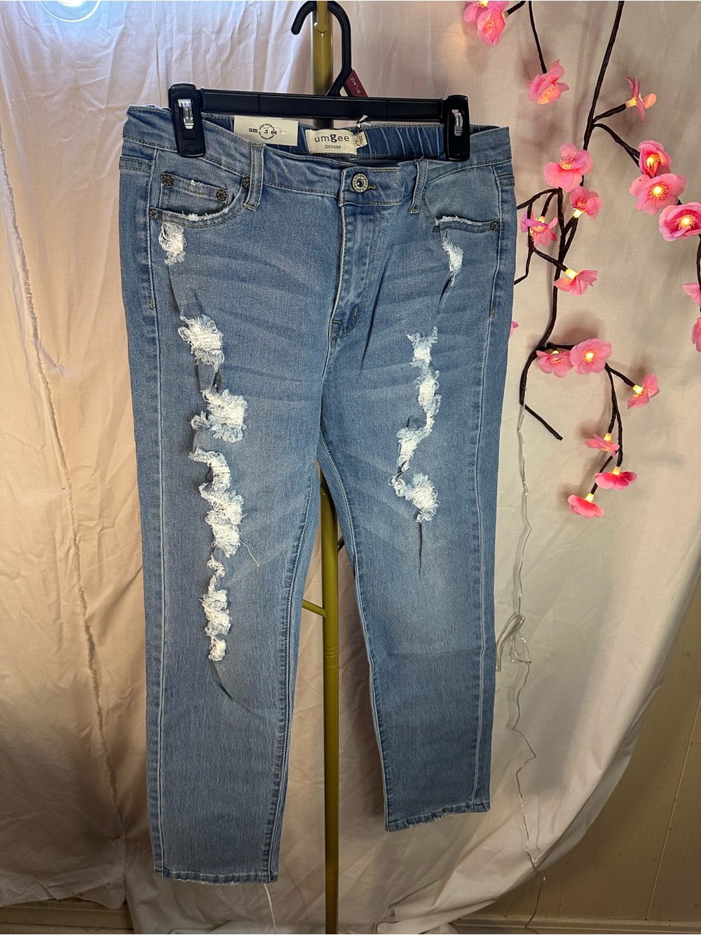 Umgee Distressed Light Blue Skinny Jeans